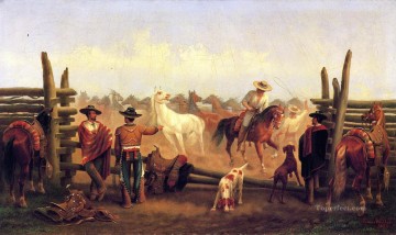 James Walker Vaqueros in einem Pferd Corral Ölgemälde